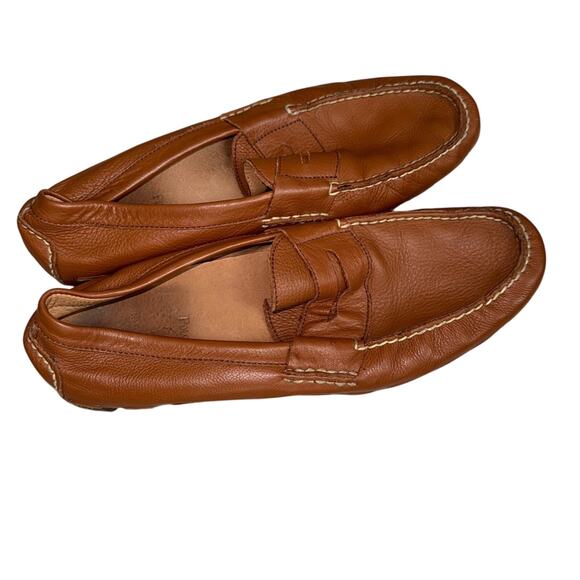 Polo Ralph Lauren Men’s Brown Cognac Leather Loafers Size 9.5 - Picture 1 of 4